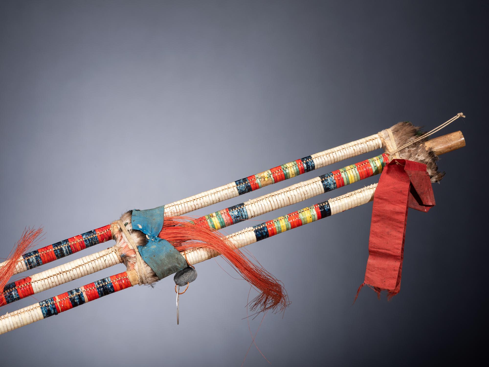 Eastern Sioux Quilled Pipe Stem, with Catlinite Bowl