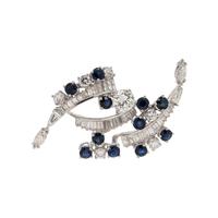 DIAMOND AND SAPPHIRE BROOCH