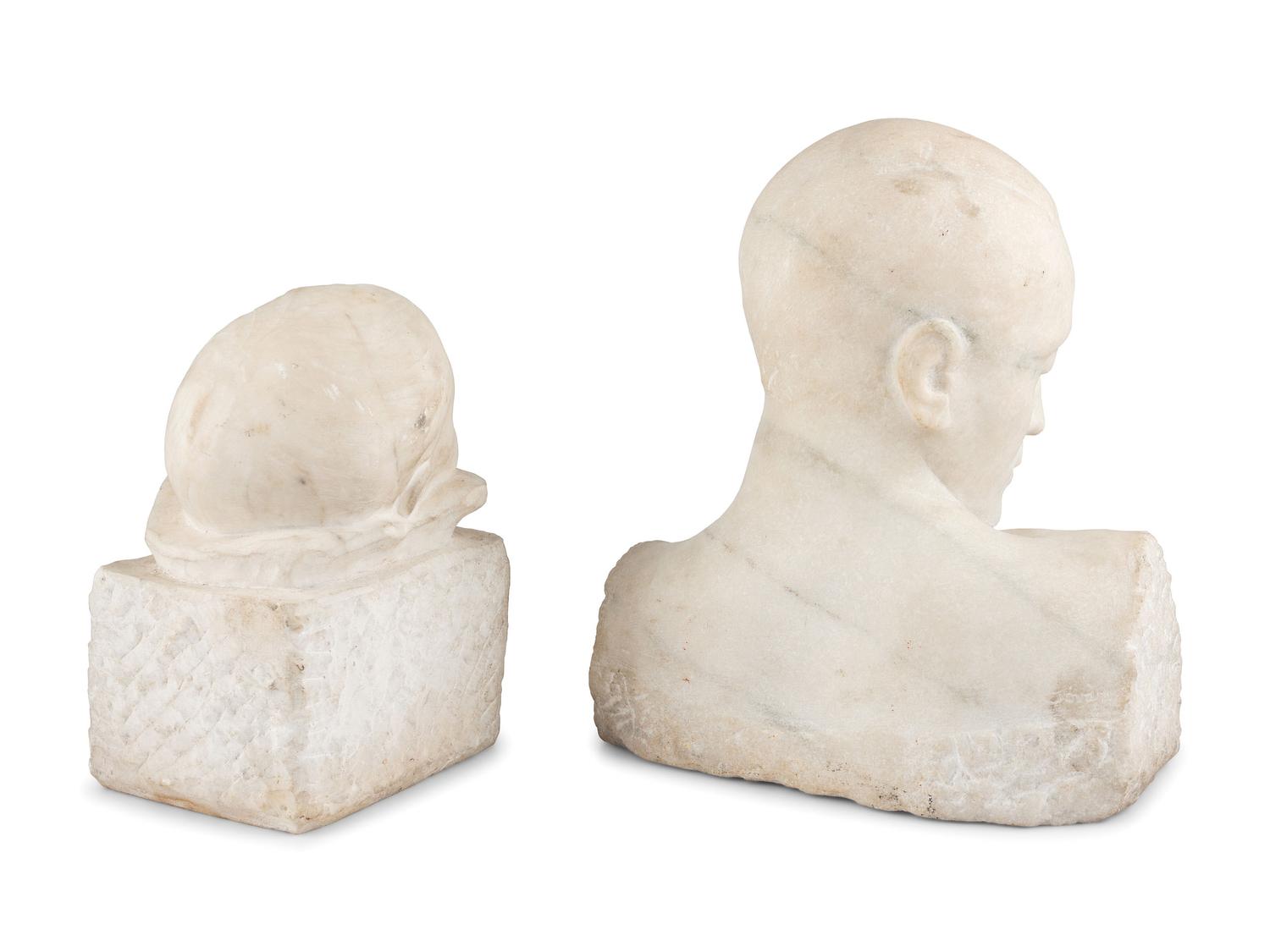 Two Carved White Marble Busts