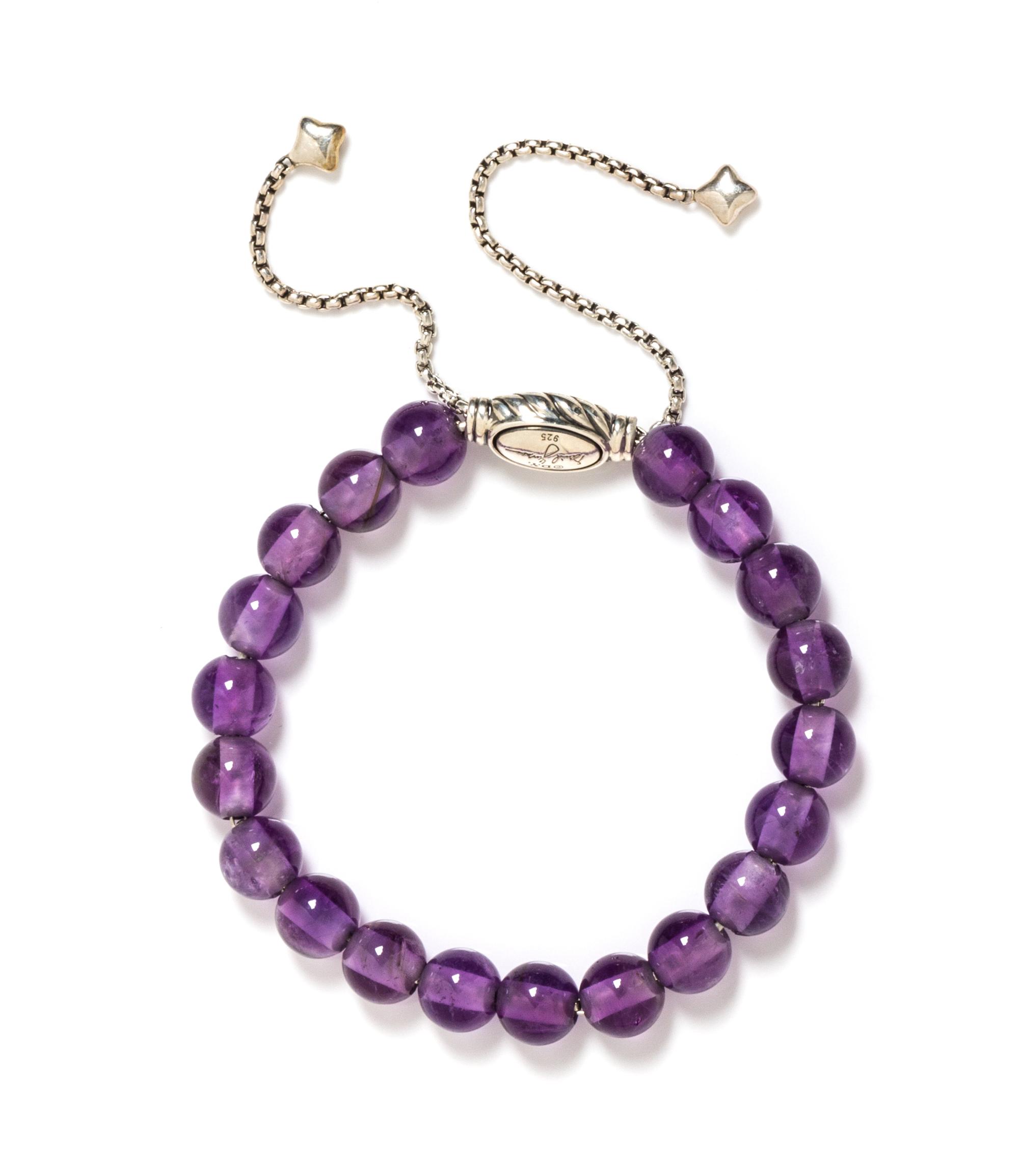 DAVID YURMAN, STERLING SILVER AND AMETHYST 'SPIRITUAL' BEAD BRACELET