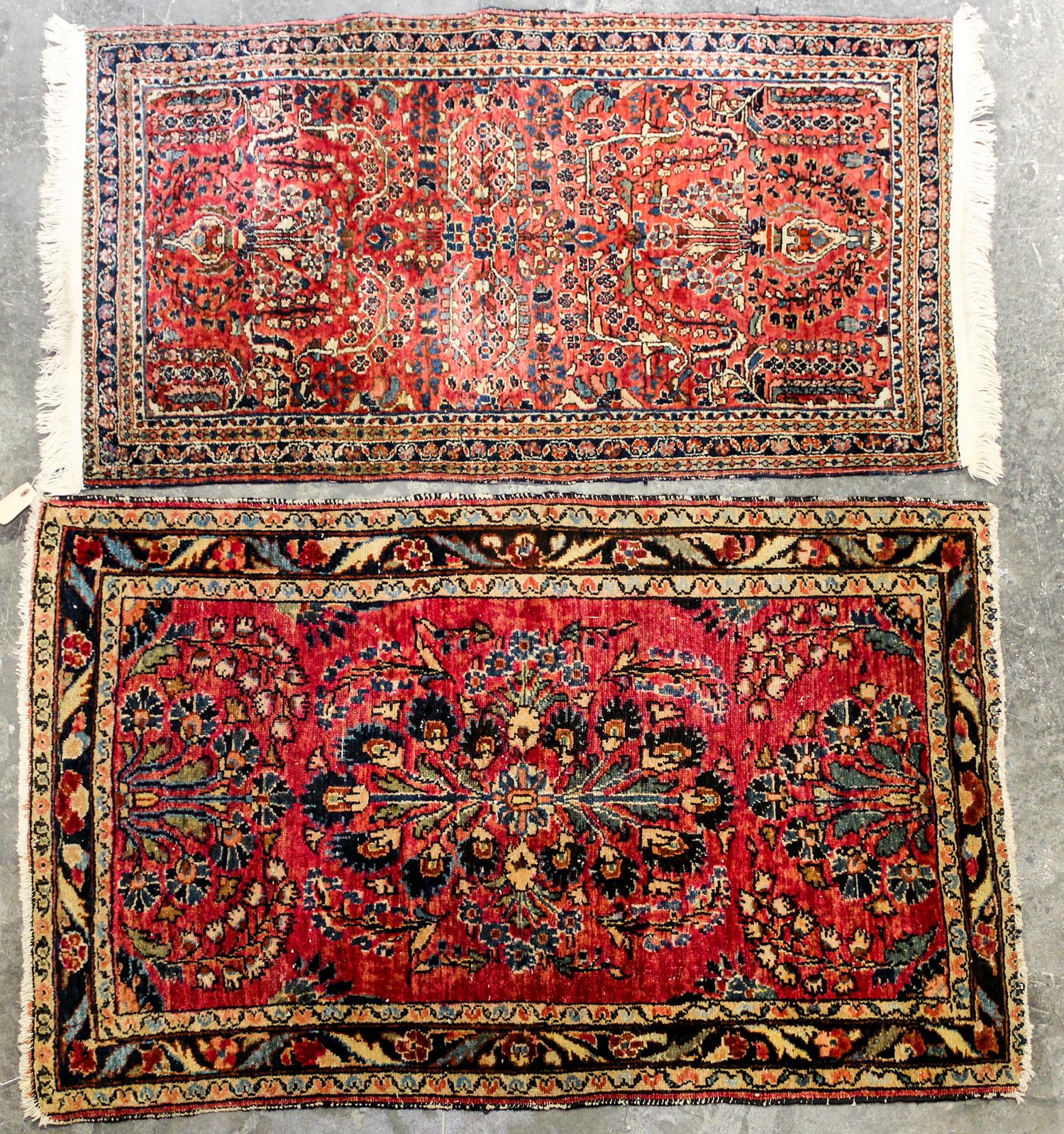 A Pair of Sarouk Wool Rugs 3 feet 11 3/4 x 2 feet 6 inches (largest). — EARLY TO MID 20TH CENTURY