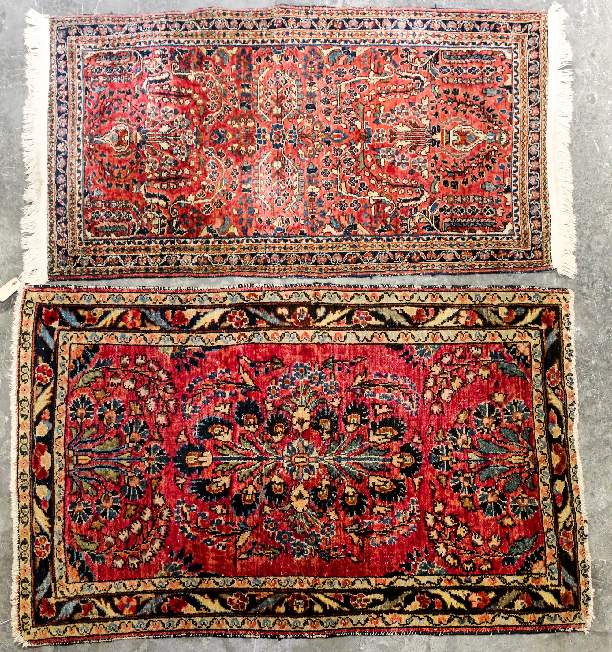 A Pair of Sarouk Wool Rugs 3 feet 11 3/4 x 2 feet 6 inches (largest). — EARLY TO MID 20TH CENTURY