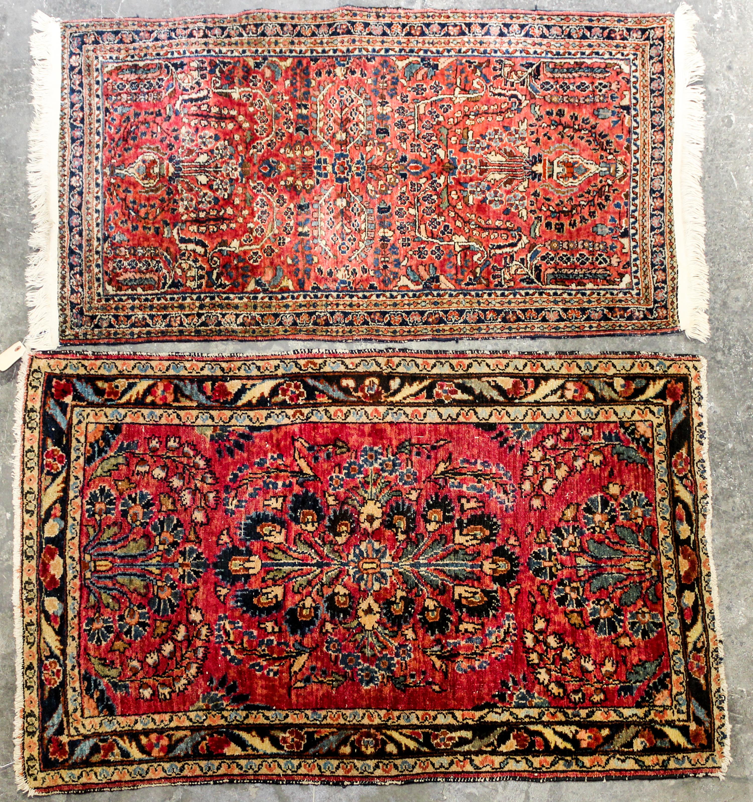 A Pair of Sarouk Wool Rugs 3 feet 11 3/4 x 2 feet 6 inches (largest). — EARLY TO MID 20TH CENTURY