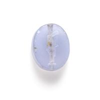 A Greco-Persian Pale Blue Chalcedony Scaraboid with a Muse Playing a Lyre