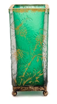 Daum, France, Early 20th Century, Decorated Silver Mounted Cameo Vase Silver Mount by Peter L. Krider