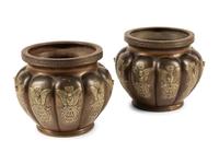 A Pair of Japanese Bronze Jardinieres — 19TH CENTURY