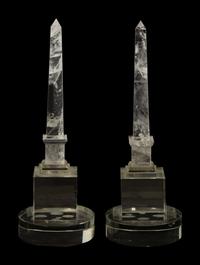A Pair of Continental Rock Crystal Obelisks