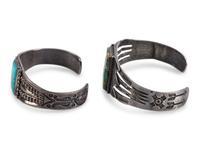 Navajo Silver and Turquoise Cuff Bracelets
