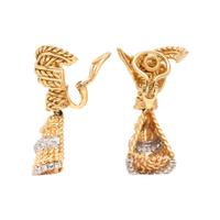 YELLOW GOLD AND DIAMOND EARCLIPS