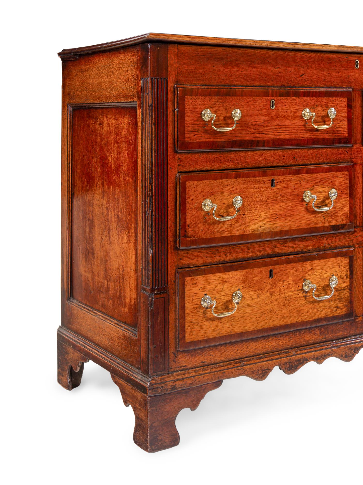 A George III Inlaid Oak Mule Chest