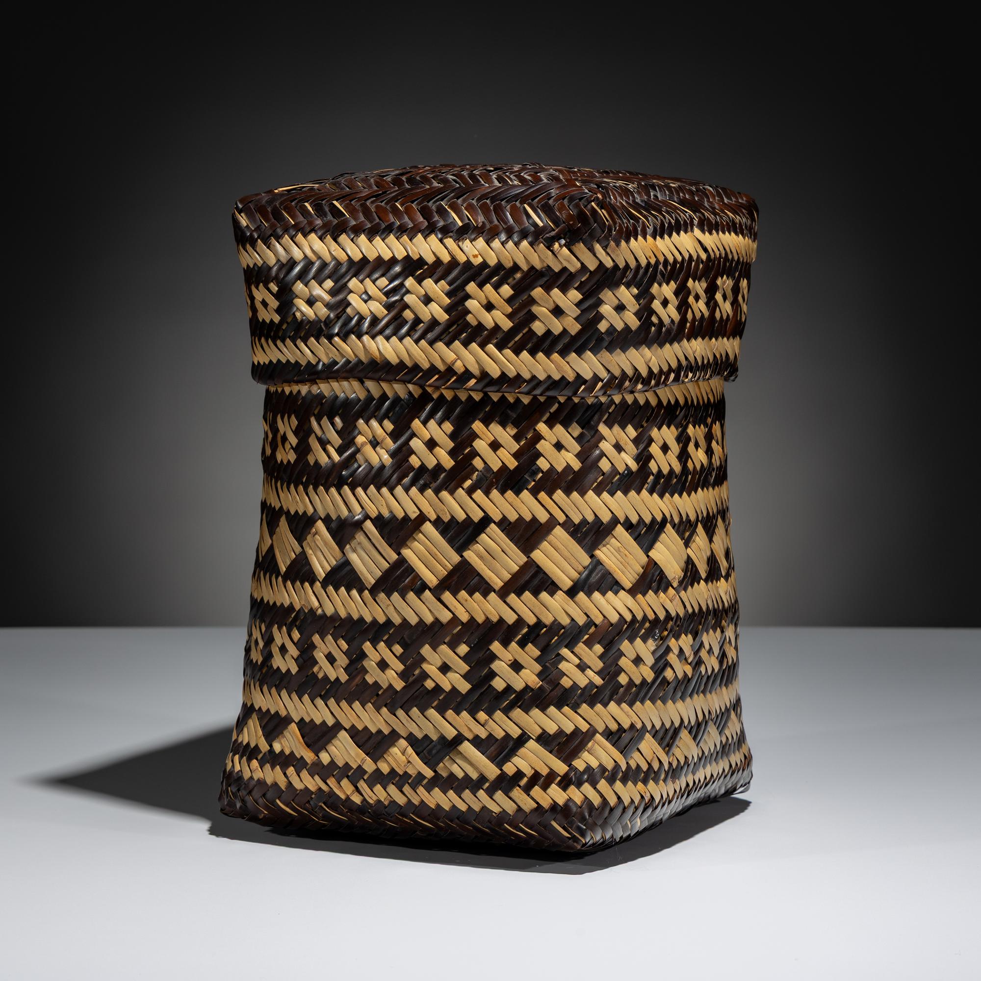 Double-Walled River Cane Lidded Basket