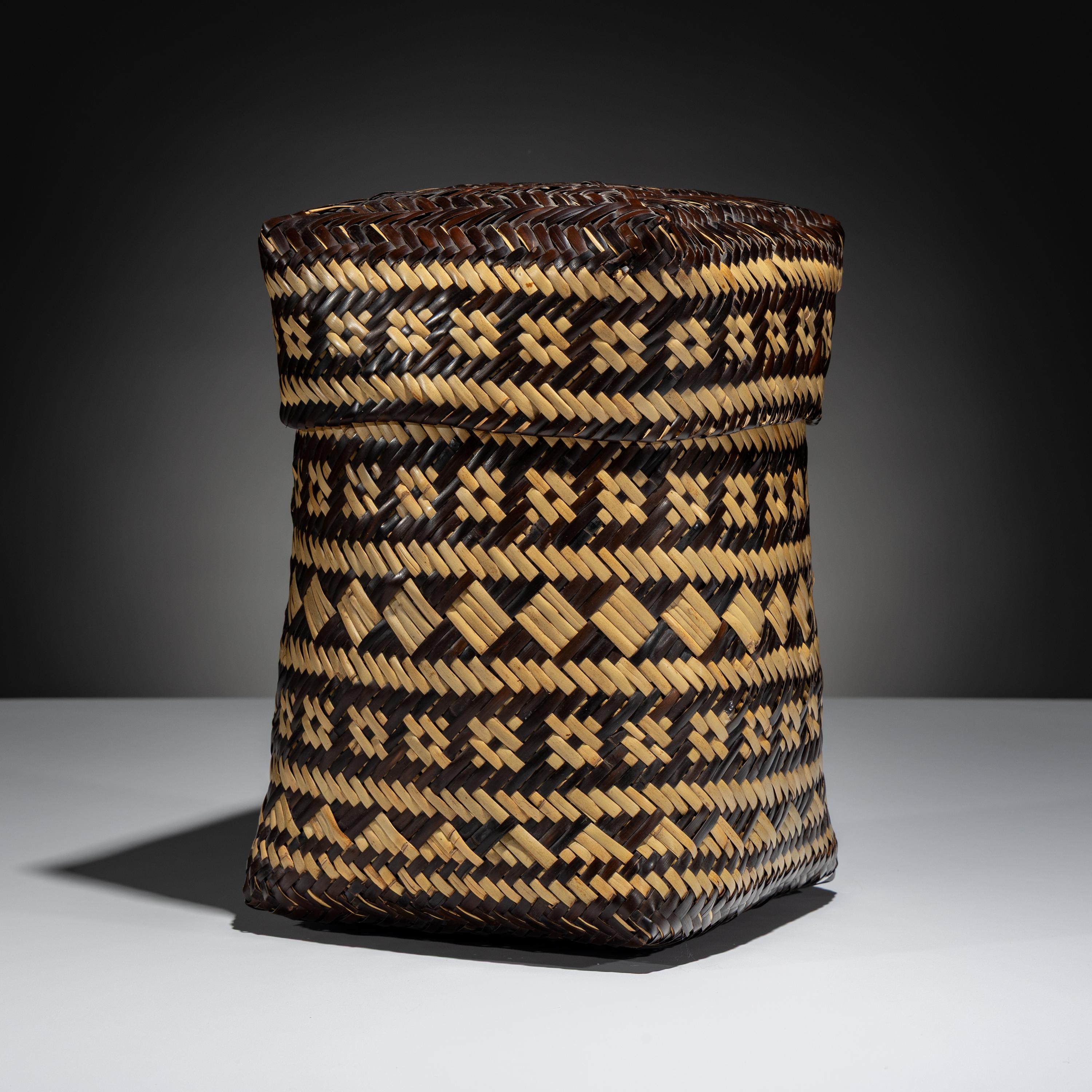Double-Walled River Cane Lidded Basket
