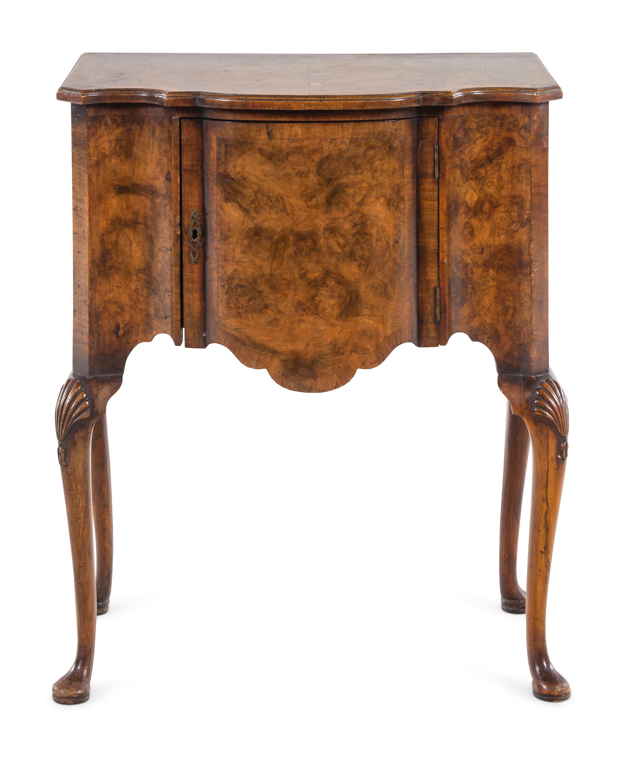 A Queen Anne Style Burl Walnut Dressing Table