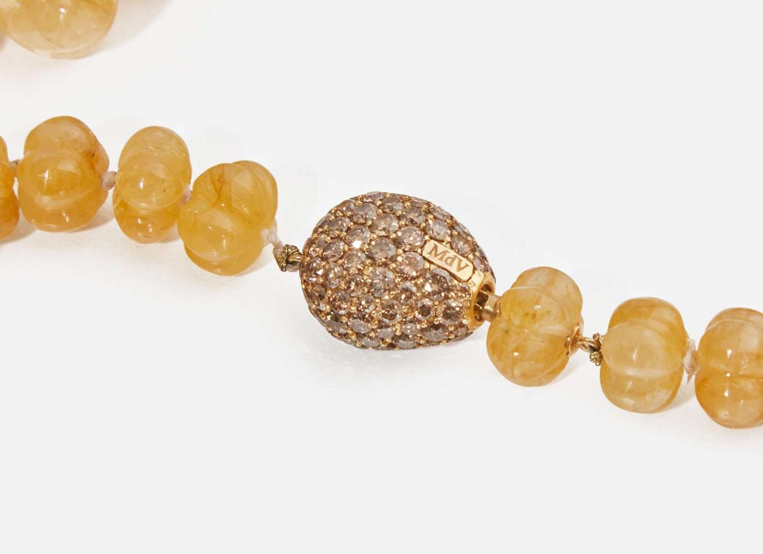 A Michele della Valle Fluted Carved Necklace with Diamond Clasp