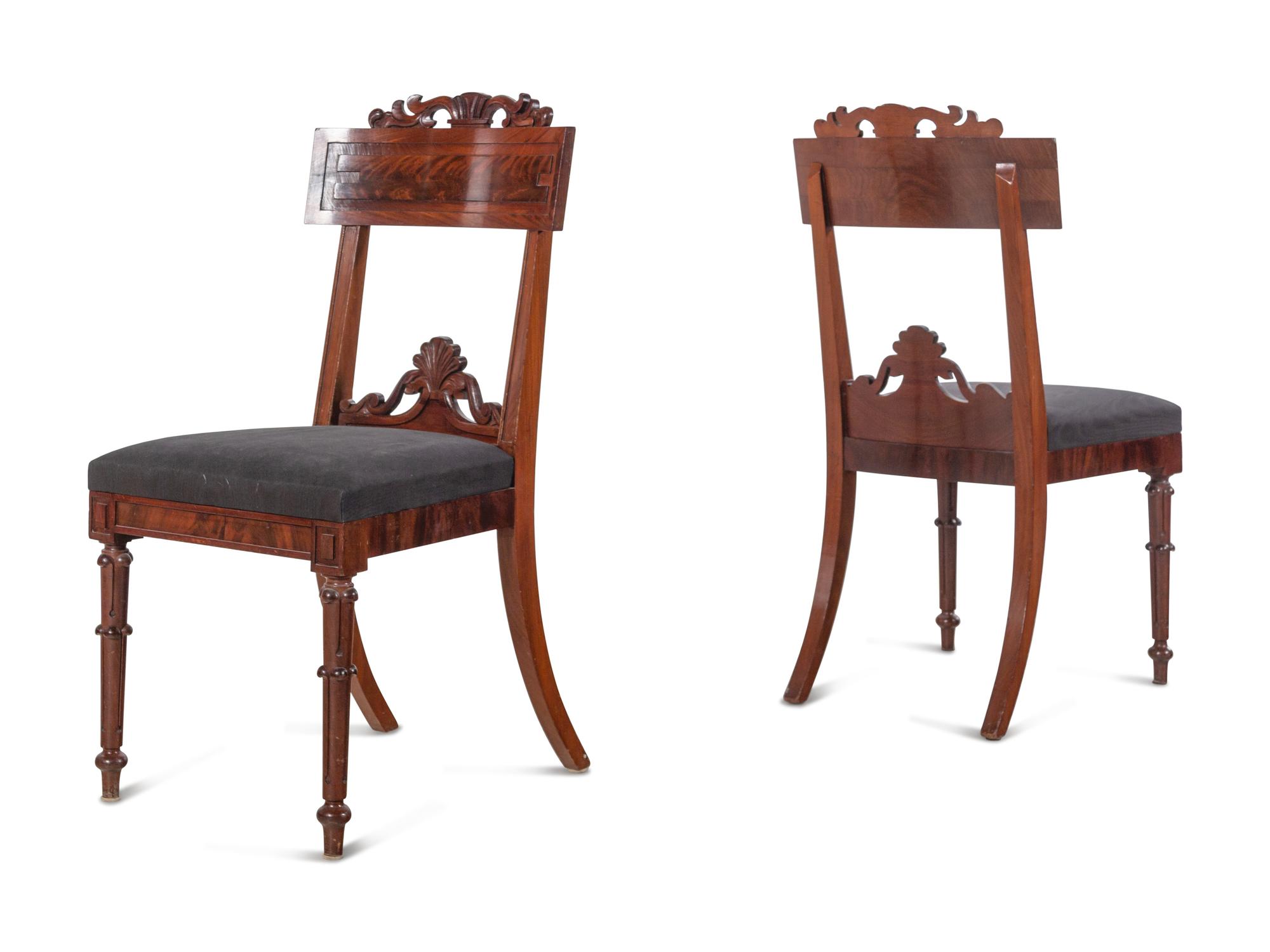 Three Regency Shell-Carved Mahogany Side Chairs
