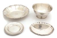 Four Miscellaneous American Silver Articles, Various Makers, comprising an engraved Revere style bowl, a monogrammed foliate form bowl,