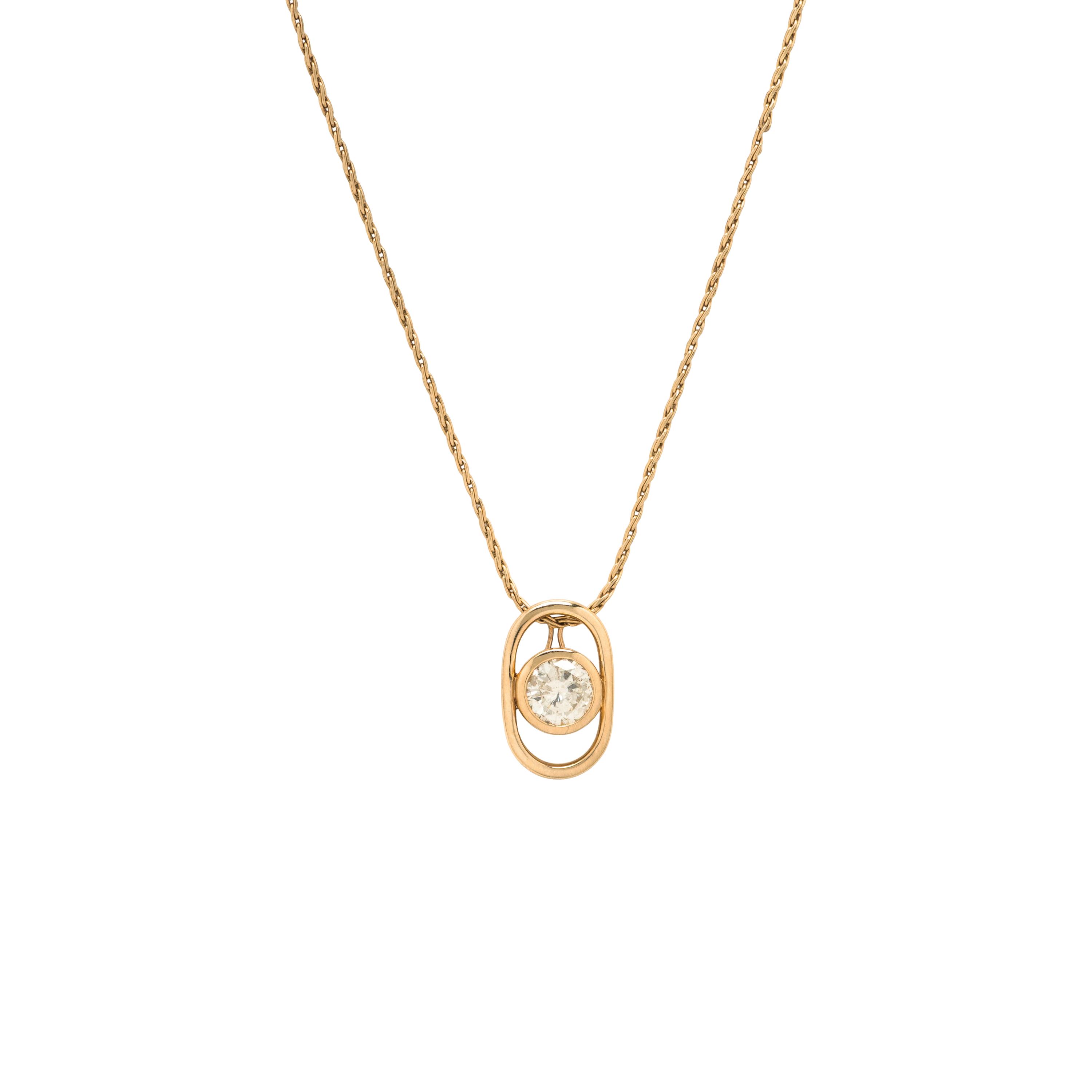 Diamond and Yellow Gold Pendant Necklace