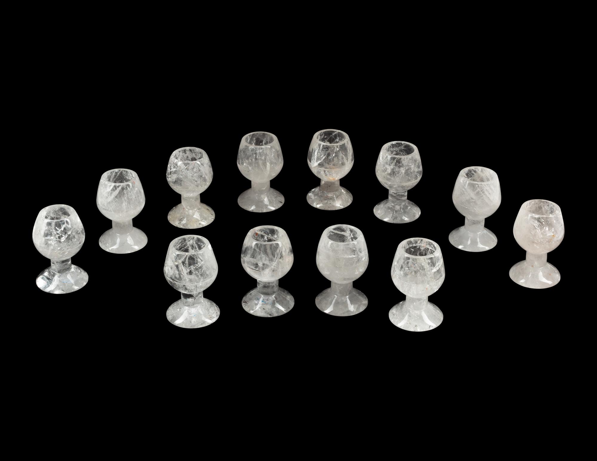 A Set of Twelve Carved Rock Crystal Cups