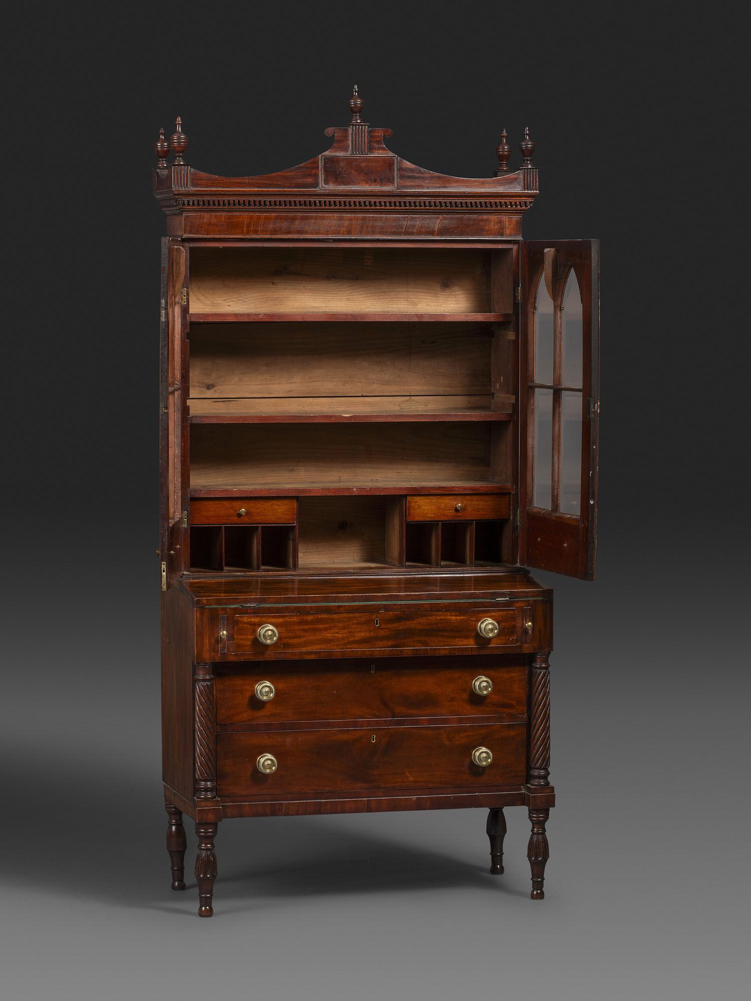 A Federal Carved and Figured Mahogany Lady's Writing Desk