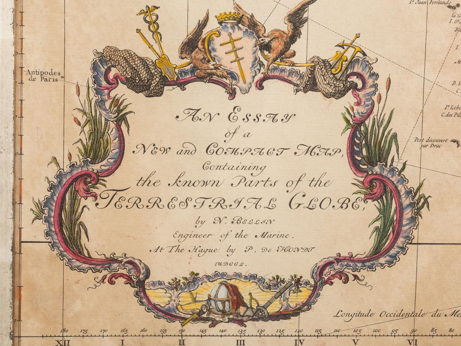 BELLIN, Jacques Nicholas (1703-1772). An Essay of a New and Compact Map Containing the Known Parts of the Terrestrial Globe . The Hague: P. de Hondt, 1750.