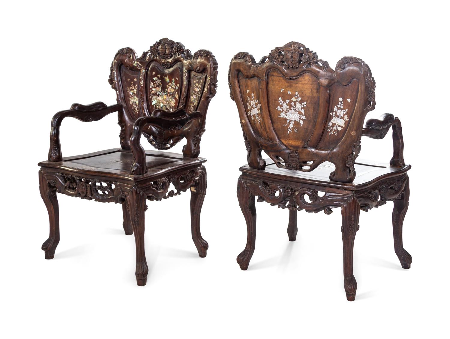 A Chinese Export Mother-of Pearl Inlaid Parlor Suite