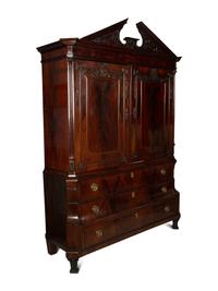 A Dutch Neoclassical Crotch Mahogany Linen Press — LATE 18TH CENTURY
