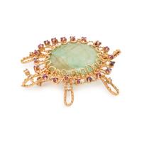 GEMSTONE AND DIAMOND TURTLE BROOCH