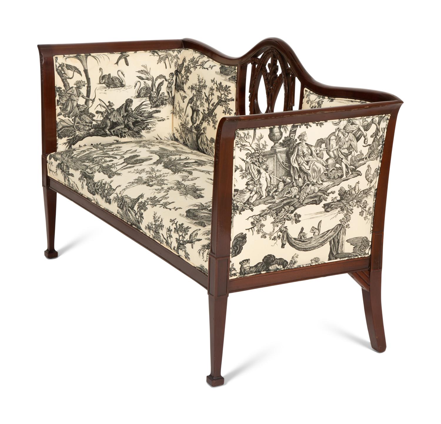 A Hepplewhite Style Carved Mahogany Settee