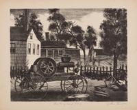 A group of six American prints (Emile Gruppe, Country Scene with Houses ; Nathan Margolies, Cornhuskers ; Leo Meissner, Jeter Spivey's Place ; Darwin Musselman, Going Home ; Thomas Nason, Haystacks ; Julius Tanzer, New England Yard )