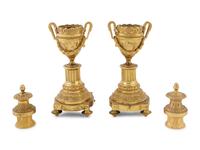 A Pair of English Gilt Brass Cassolettes in the Manner of Matthew Boulton