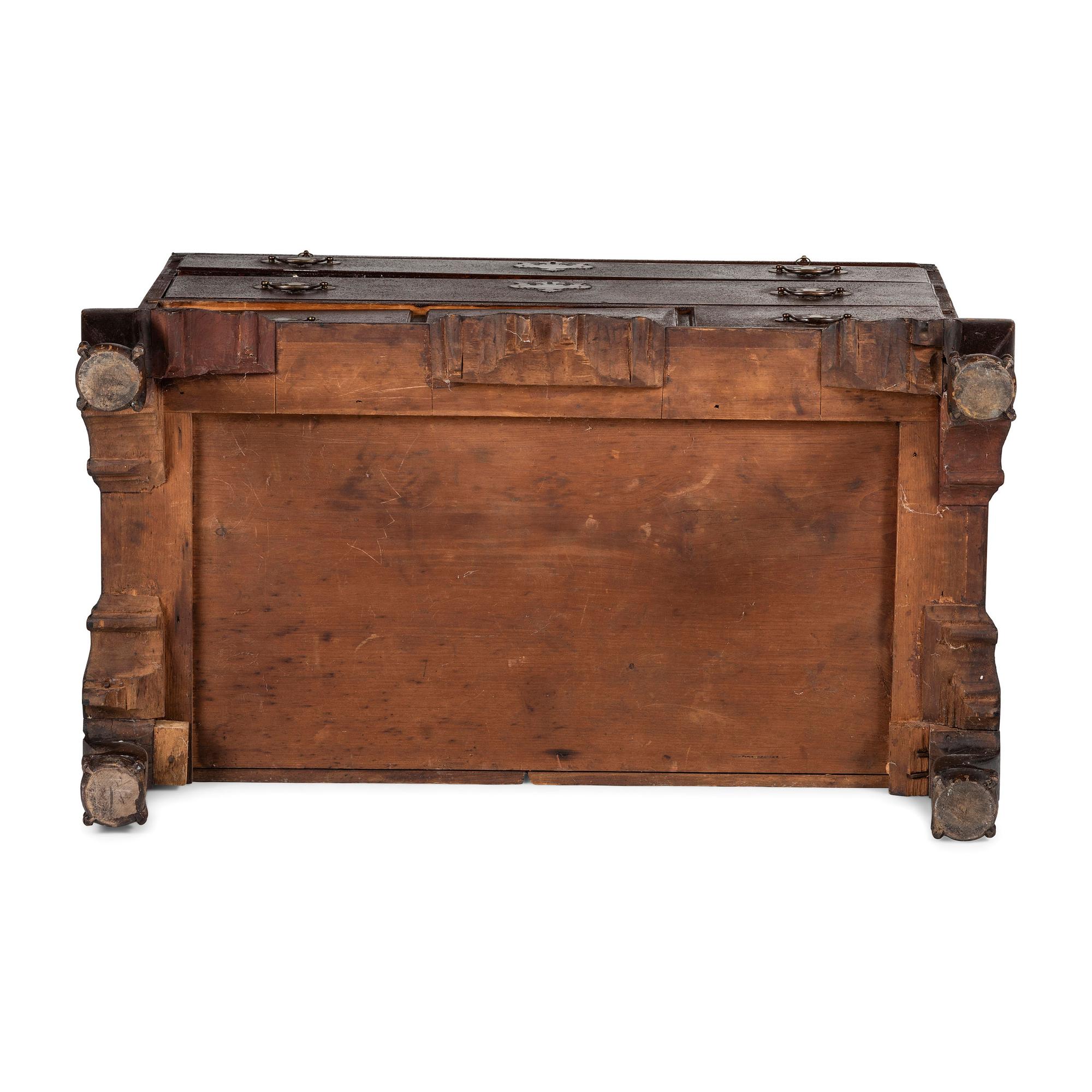 A Chippendale Fan-Carved Cherrywood Claw-and-Ball Foot Chest-on-Chest