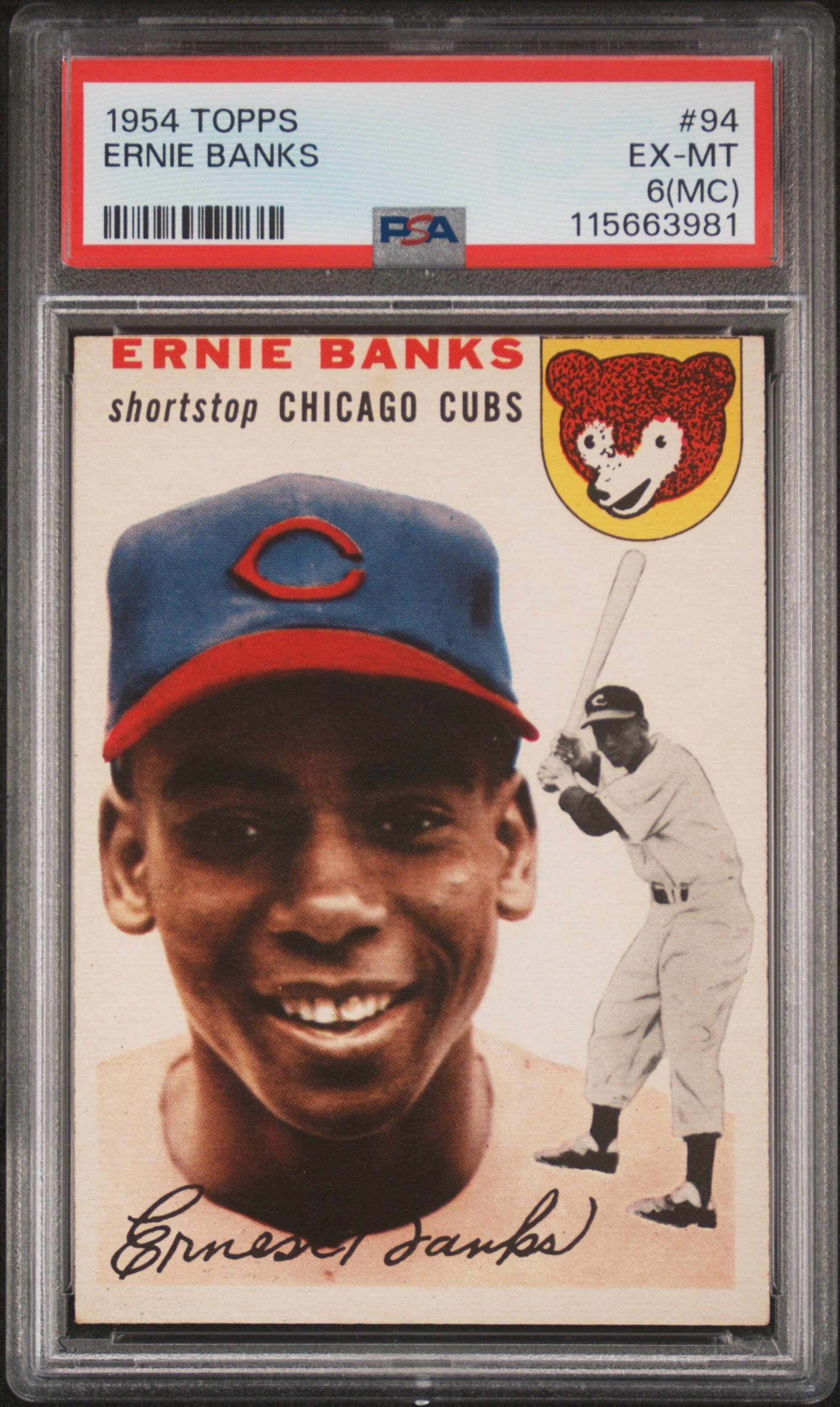 A 1954 Topps Ernie Banks Rookie Baseball Card No. 94 (PSA 6 EX-MT MC) from The Collection of David Eisenhower