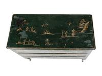 A North Italian Green Japanned Three-Drawer Commode