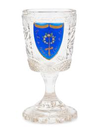 A Russian Imperial Cut Glass and Enamel Decorated Wine Stem from Peterhof Cottage Palace