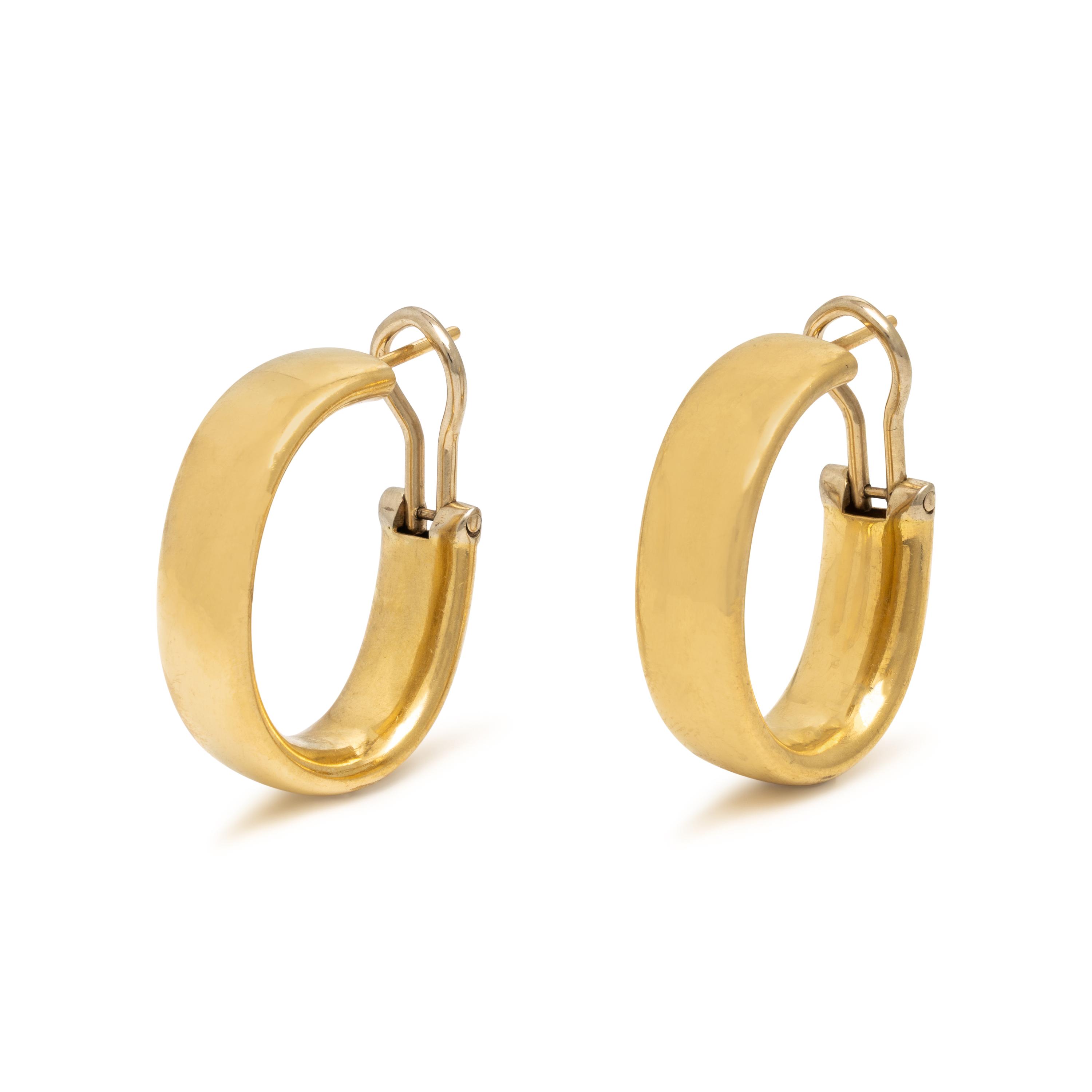 Yellow Gold Oval Hoop Earrings