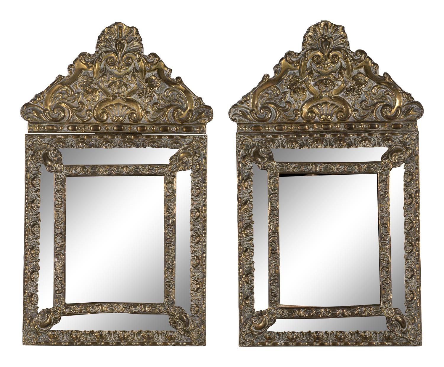 A Pair of Dutch Repousse Mirrors