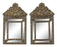 A Pair of Dutch Repousse Mirrors