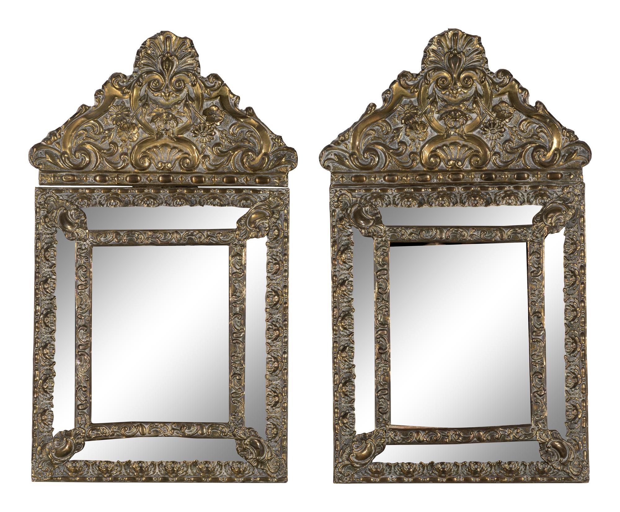 A Pair of Dutch Repousse Mirrors