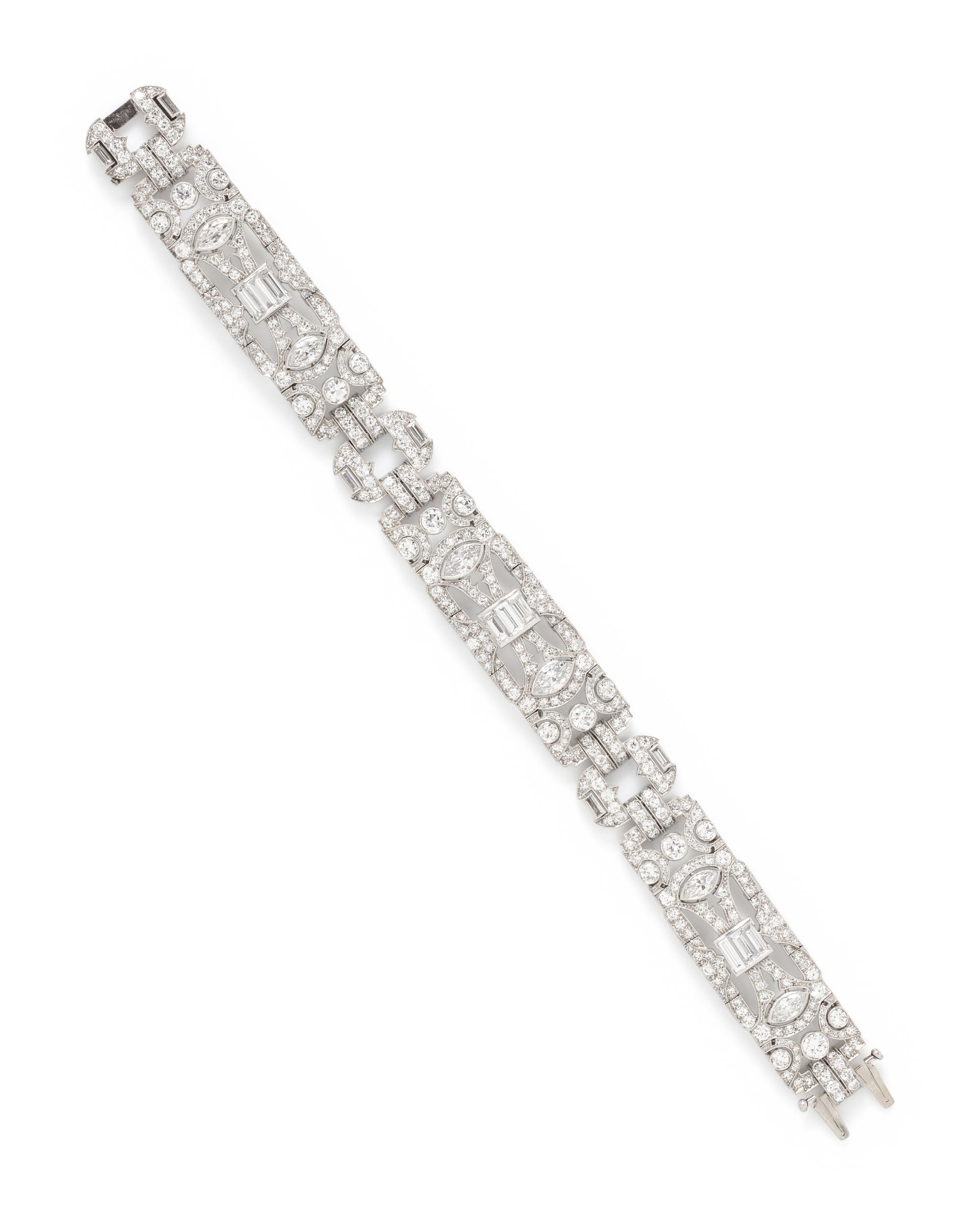 ART DECO, PLATINUM AND DIAMOND BRACELET