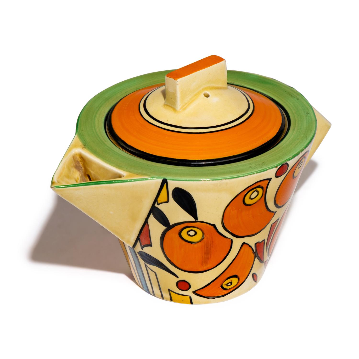 Orange Battle pattern Conical Teapot, c. 1929