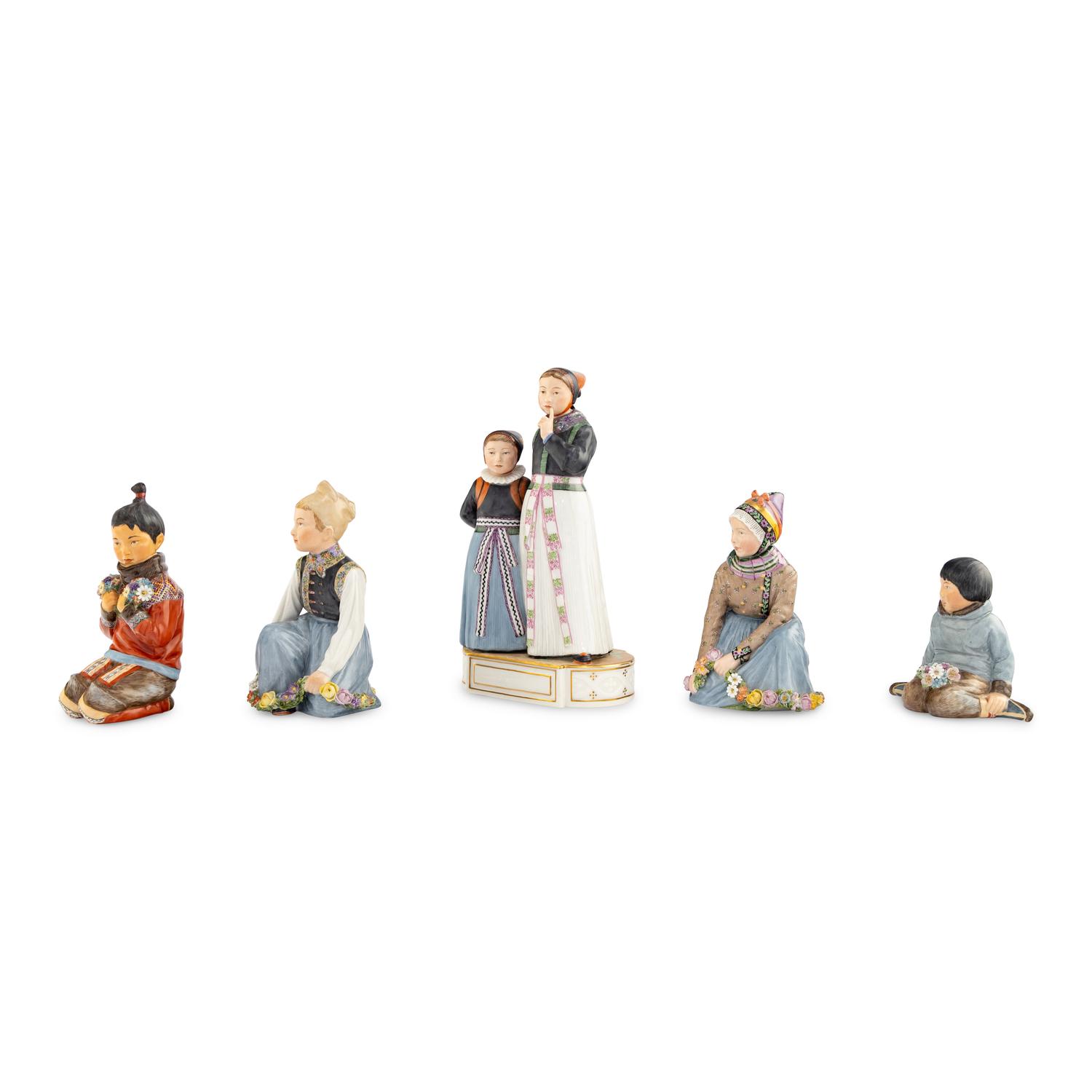 A Group of Royal Copenhagen Grønland Porcelain Figures