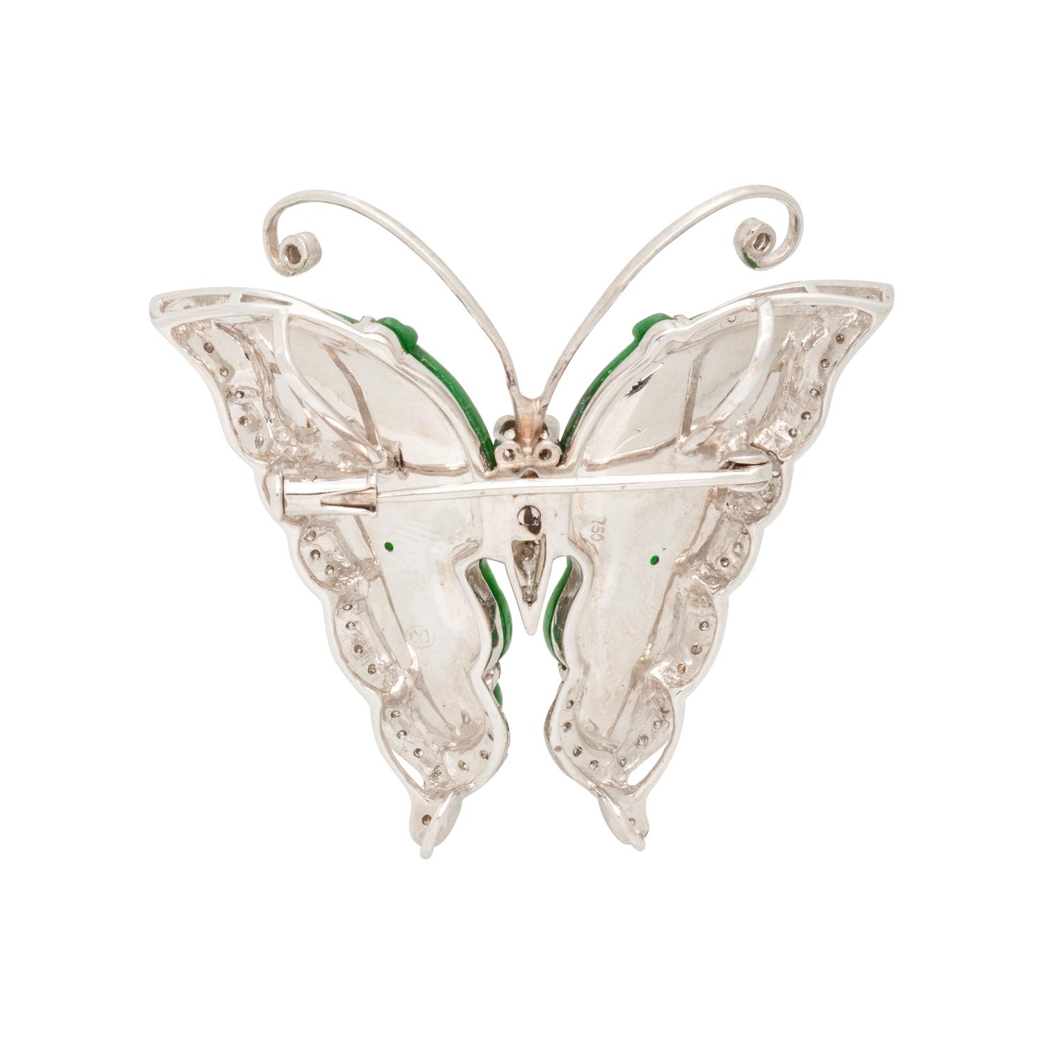 JADE AND DIAMOND BUTTERFLY BROOCH