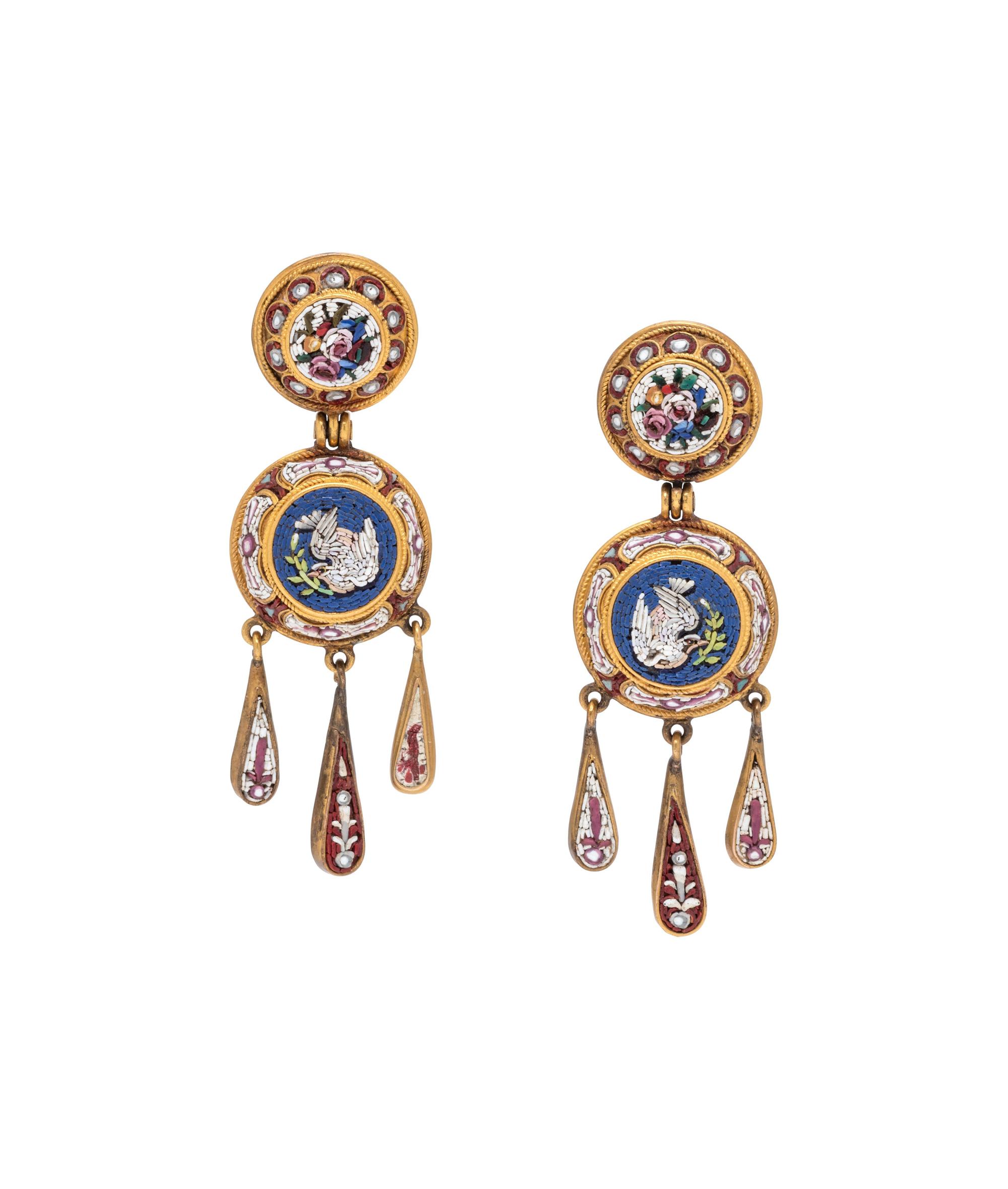 VATICAN WORKSHOP, MICROMOSAIC EARRINGS