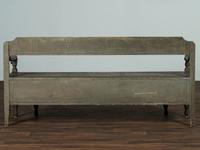 A Swedish-American Green Painted Pine Country Tavern Bench and Trundle Bed