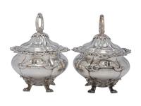 A Pair of Sheffield Plate Lidded Vegetable Dishes