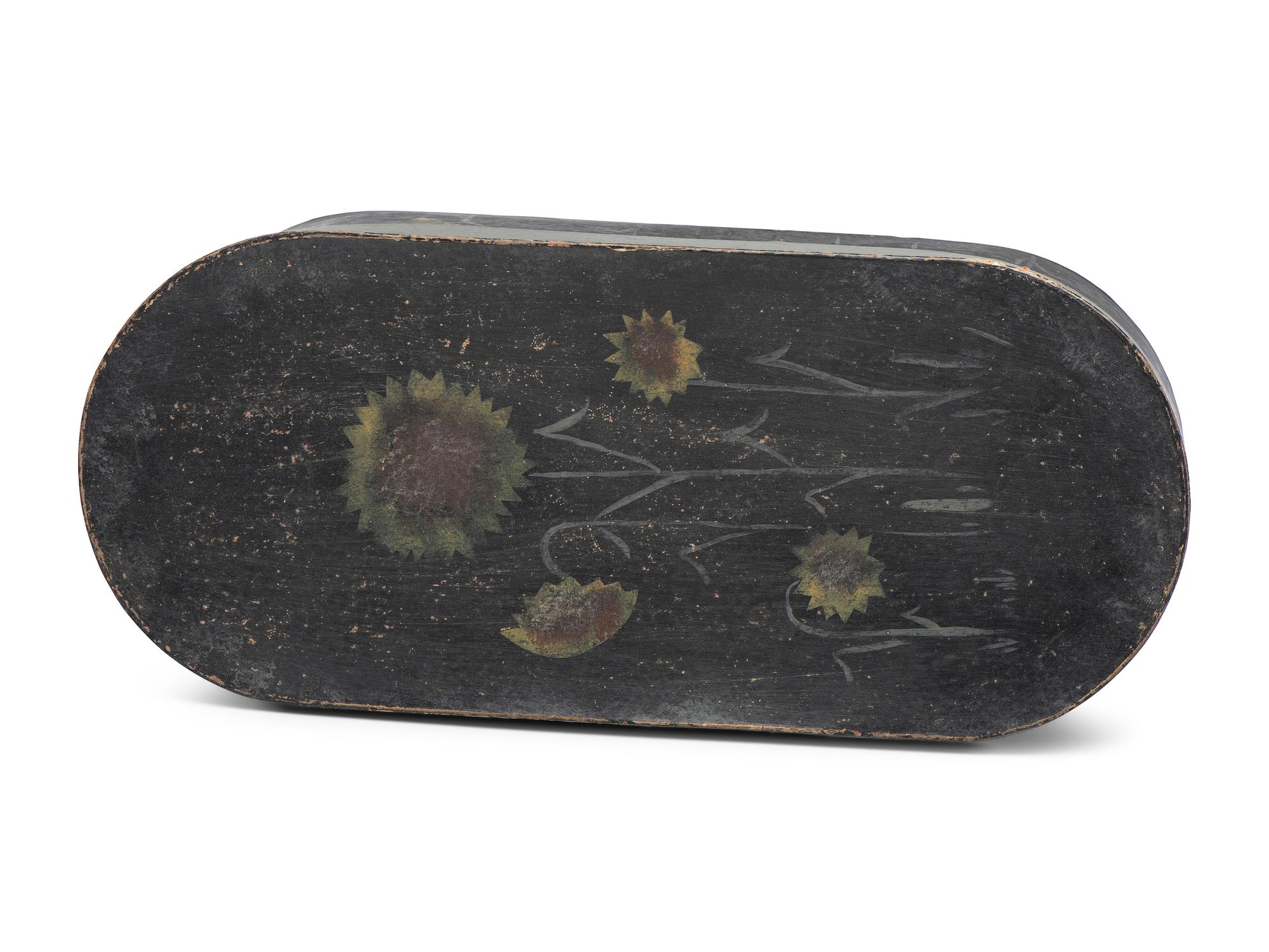 A Bandboard Box with Painted Sunflower Decoration