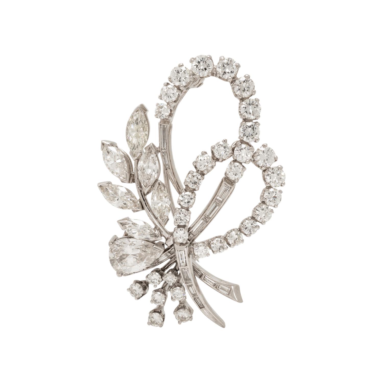 PLATINUM AND DIAMOND SPRAY BROOCH