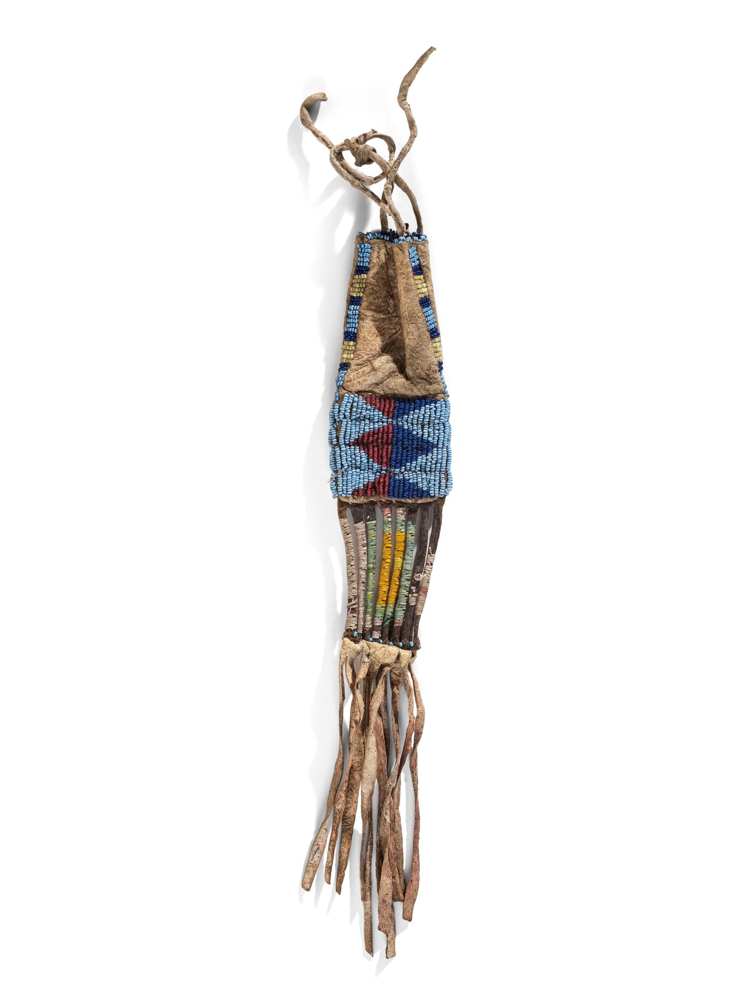 Sioux Beaded Buffalo Hide Pouch, Collected by Parker Barrows Wickham, a Purchaser of Sitting Bull's Cabin