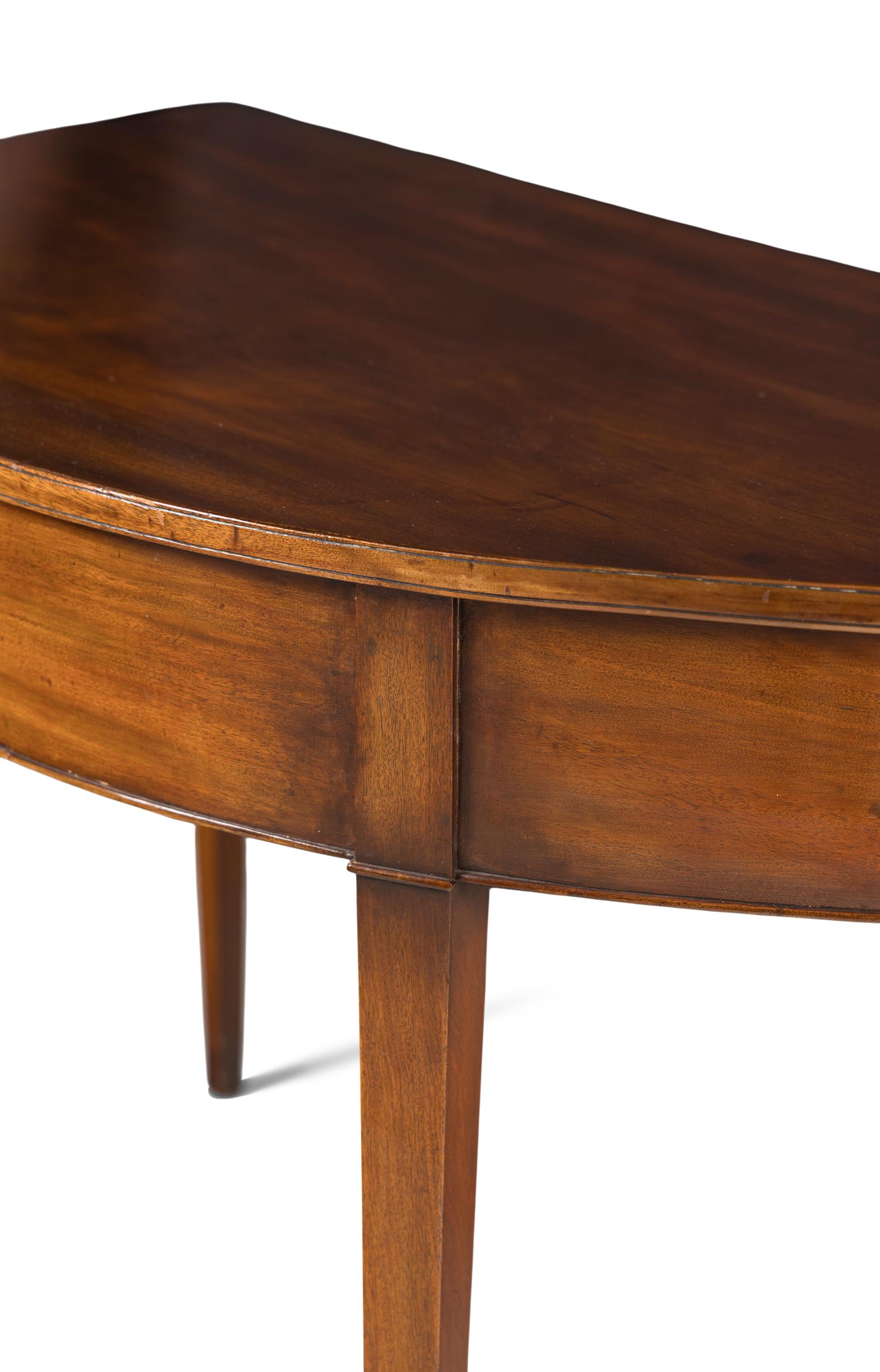 A Pair of George III Mahogany Demilune Console Tables