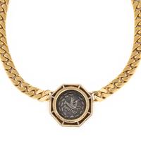 BULGARI, YELLOW GOLD, COIN, AND DIAMOND 'MONETE' NECKLACE